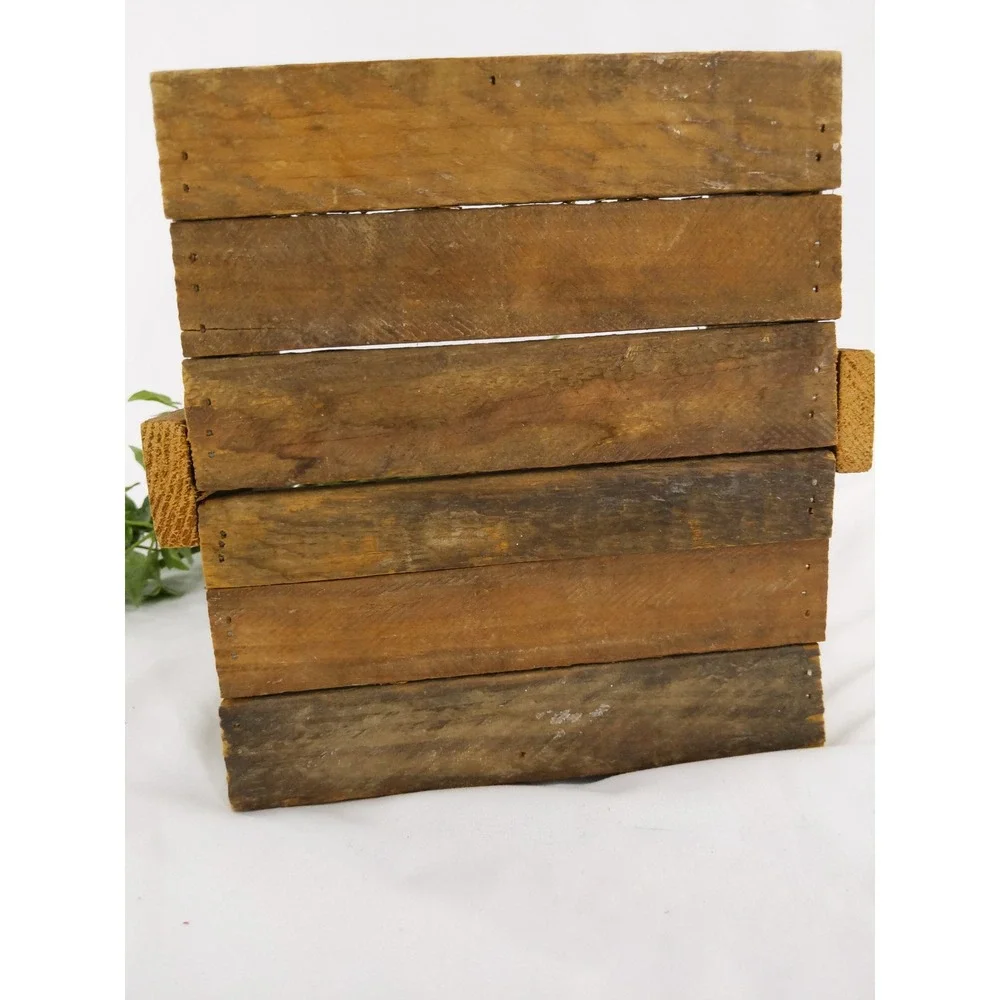vtg Handmade Rustic Wooden Farmhouse‎ Crate Carry Basket Decor Planter Holder